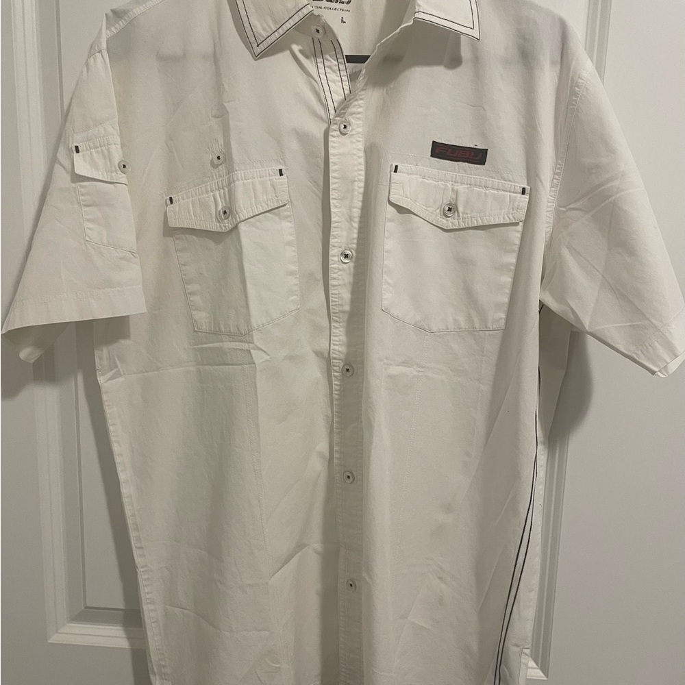 Fubu Vintage White Short Sleeve Shirt Size L